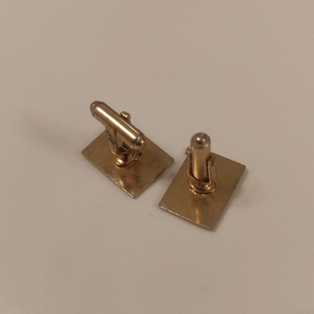 Vintage Rectangle Mid Century Modern Gold-tone Tear Drops Cuff Links Rare